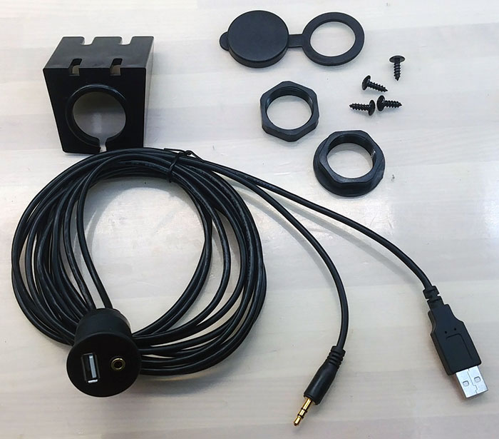 USB and 3.5mm Audio Jack Panel Mount Kit